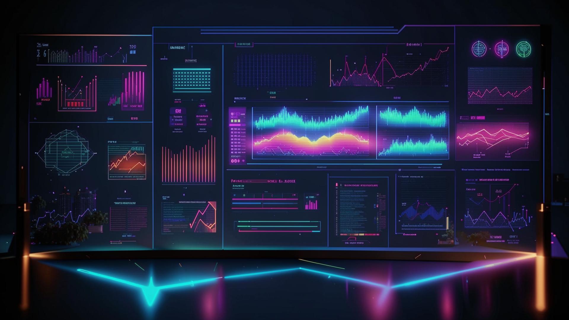 AI-powered interface showing data flow in a futuristic environment